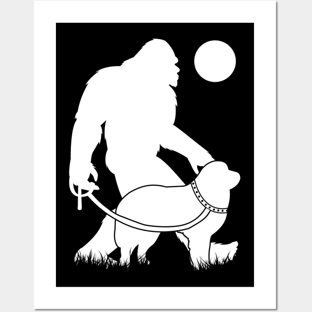 Bigfoot Walking Great Pyrenees Wall Art by Tesszero